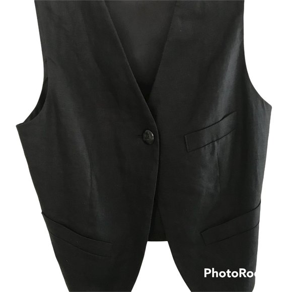 Dana Brooke Black Linen Vest - Picture 3 of 9